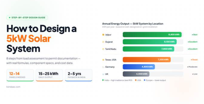 How to Design a 5kW Solar System - Annual Output by Location Chart